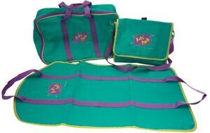Vintage Tupperware Kids Pack 3 Pc Travel Set Suitcase Backpack Garment Bag Teal